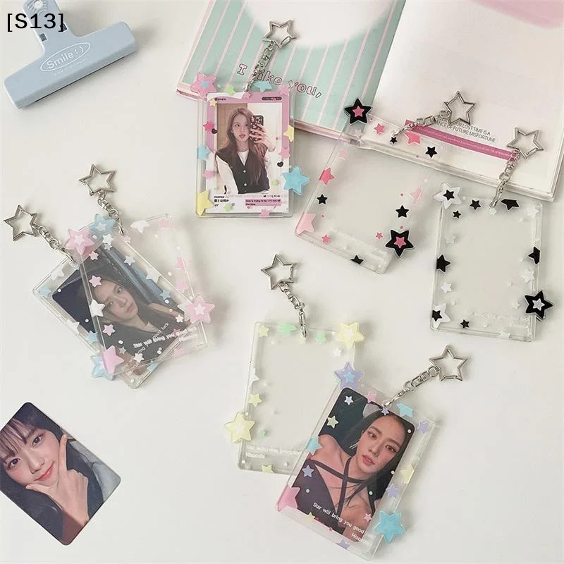 Colorful Star Photocard Holder 3 Inch Card Holder Idol Photo Storage Card Display Protective Pendant Card Organizer Gifts[S13]