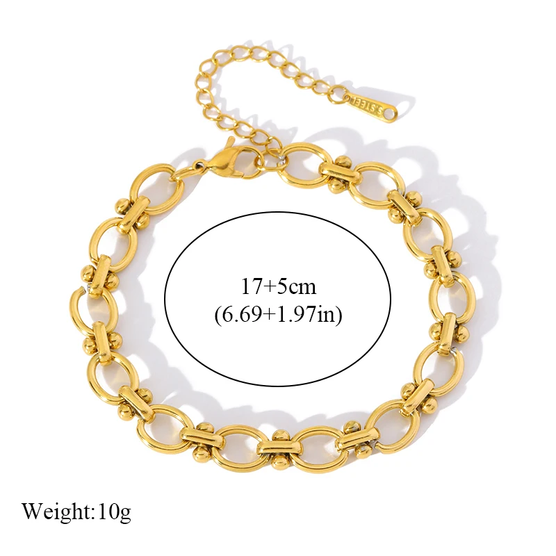 EILIECK Edelstahl Metall Goldfarben Kette Halskette Armband für Damen Neue Mode Wasserdichtes Schmuckset Geschenk Party – Detail 9