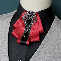 New Handmade Black Rhinestone Bow Tie Fashion Men Business Banquet Wedding Celebration Groom Accessories Luxury Men's Jewelry