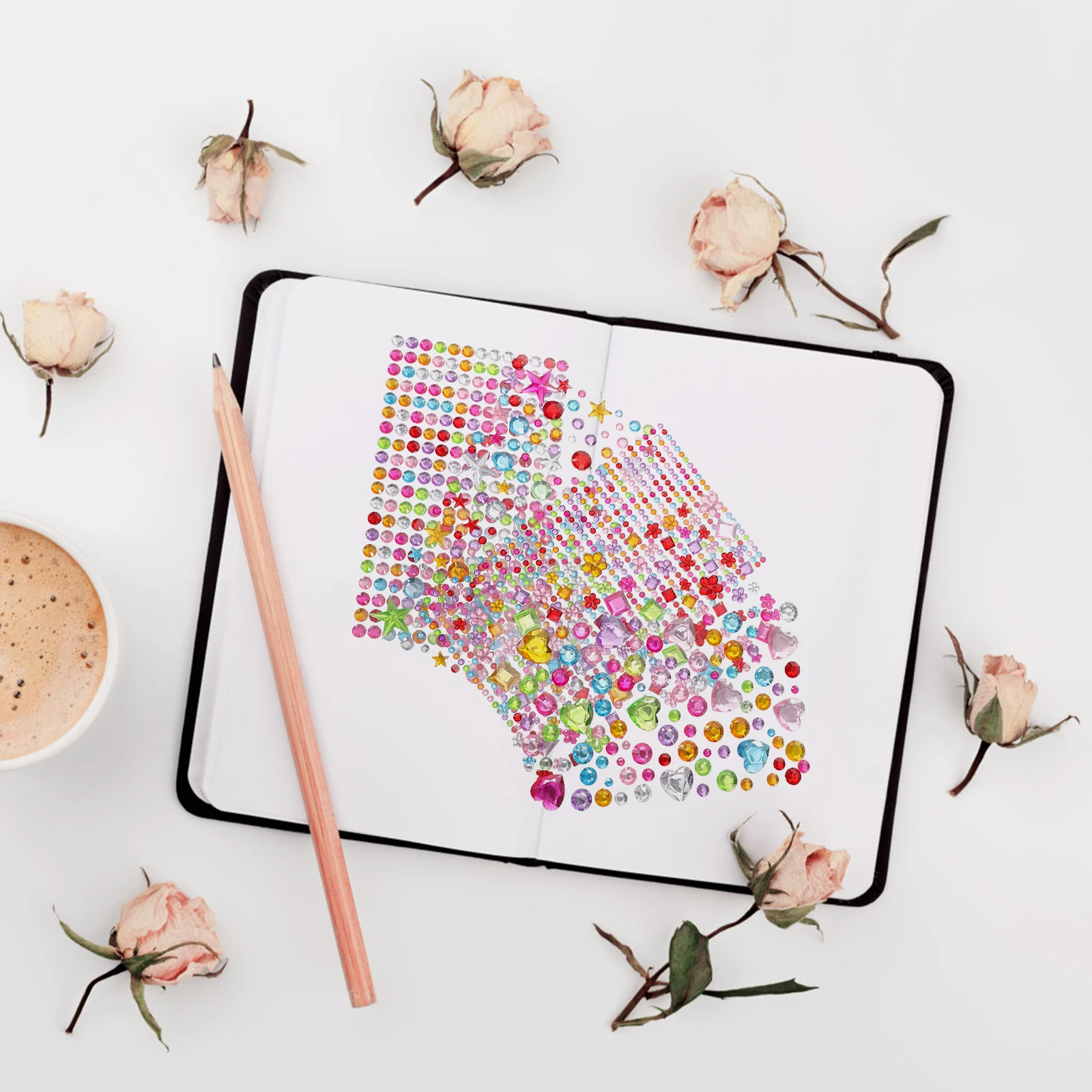 

5 Sheets Crystal Drill Stickers 3MM 6MM Acrylic Gems DIY Craft Bling Star Rhinestone Self Adhesive Children Painting Decorations