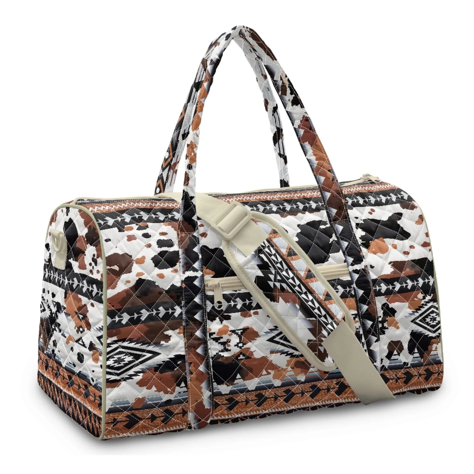 Coloranimal Geometric Design Large Capacity Travel Duffels for Womens Adjustable Strap Travel Duffel Bags New Trend