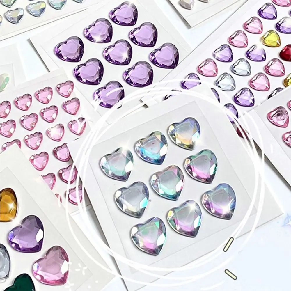 Children Students Hand Account Love Heart Rhinestone Bling Decorative Sticker DIY Children Toys 3D Crystal Diamond Sticker
