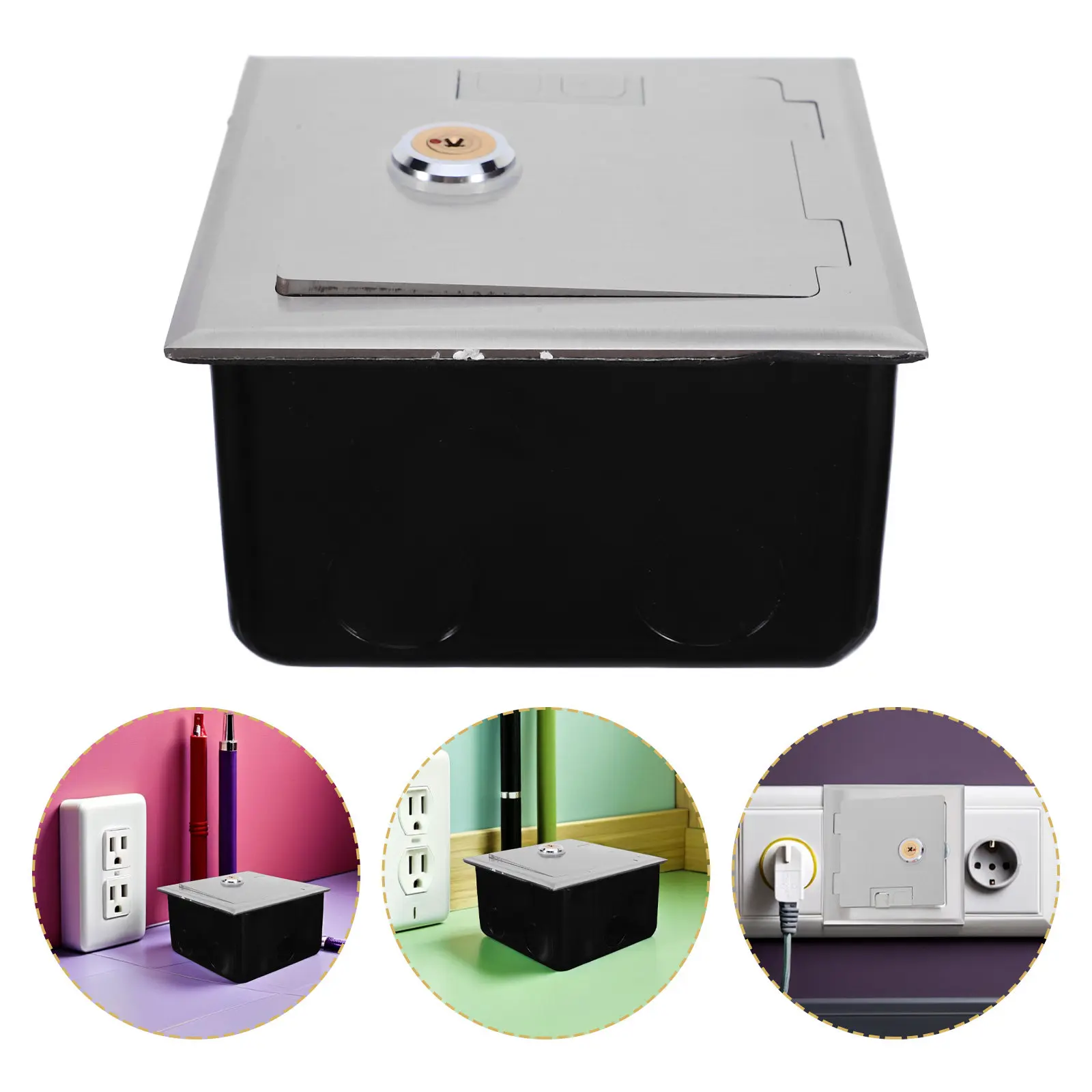 

Socket Box Keys Stainless Steel Lockable Anti-Theft Outlet Protector Cover Weatherproof Outdoor Electrical Power Outlet Box Wall