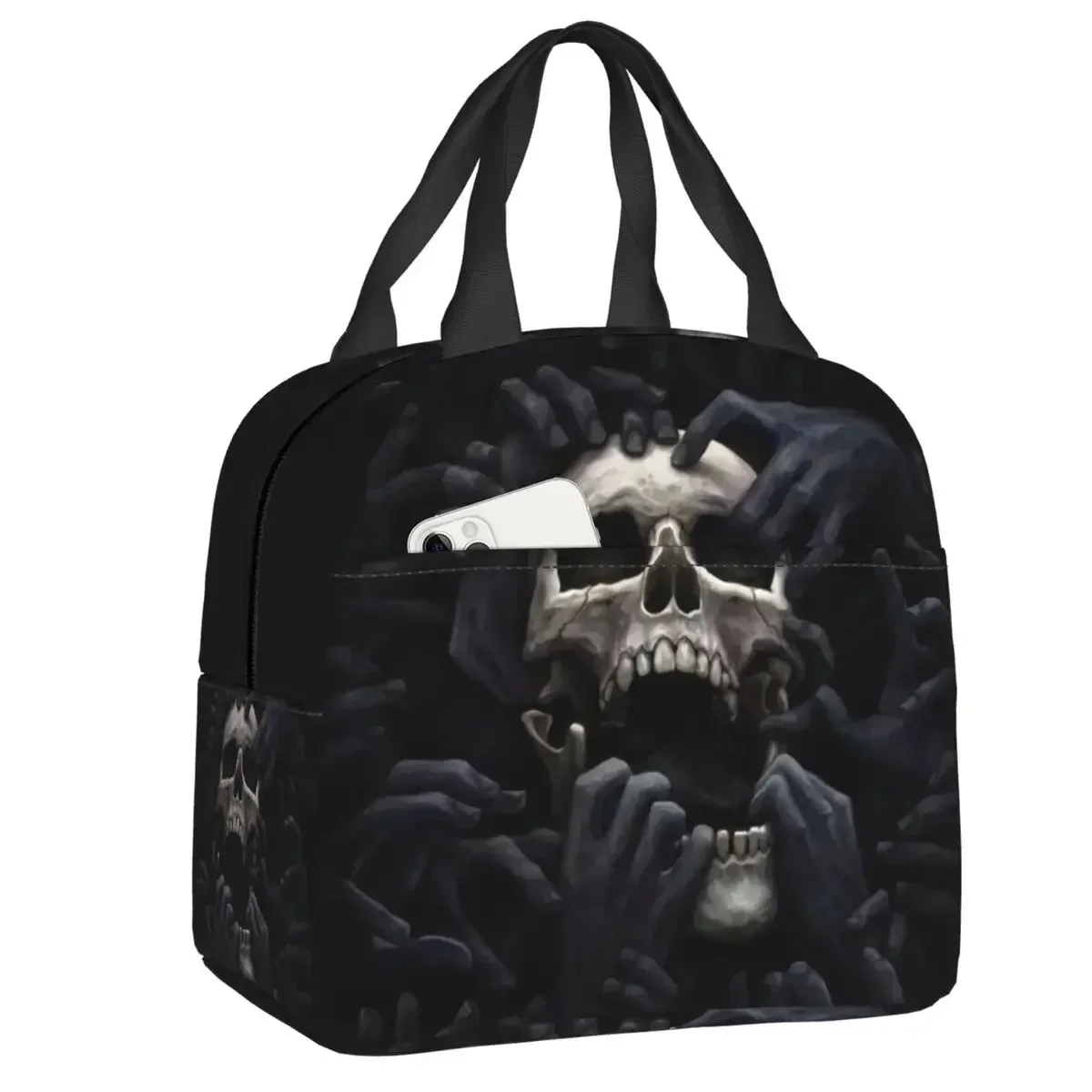 Evil Hands Skull Lunch Bag Leakproof Halloween Gothic Skeleton Thermal Cooler Insulated Lunch Box For Women Kids Food Tote Bags