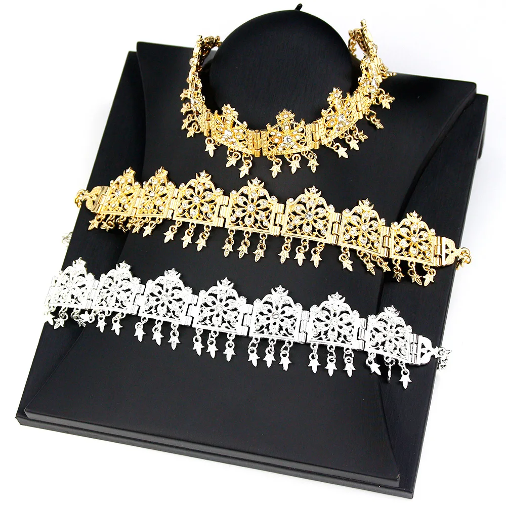 Sunspicems Goud Kleur Marokko Kwastjes Haarketting Vrouwen Voorhoofd Ketting Dunne Haarband Arabische Bruid Weding Sieraden