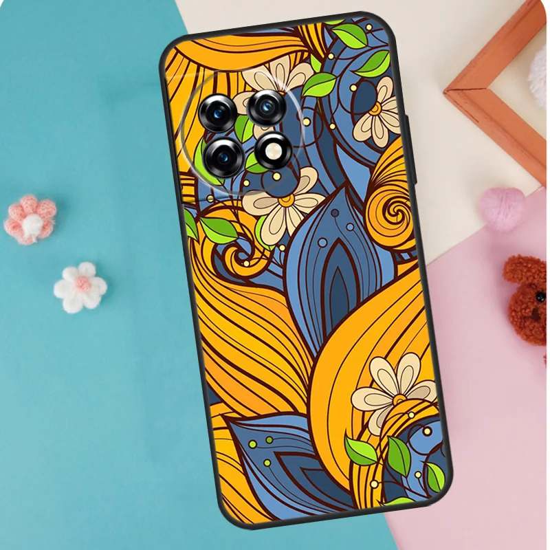 Khokhloma Russian Pattern Flower Case For OnePlus 12 11 9 10 Pro 9RT 10T 10R 12R OnePlus Nord CE 2 Lite 3 2T N10 N20 Cover