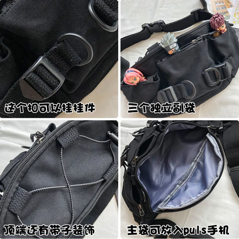 Chest Bags Large Capacity Tactics Fanny Pack Canvas Bag Harajuku All-match High Street Unisex Couples Casual Korean Style Trendy