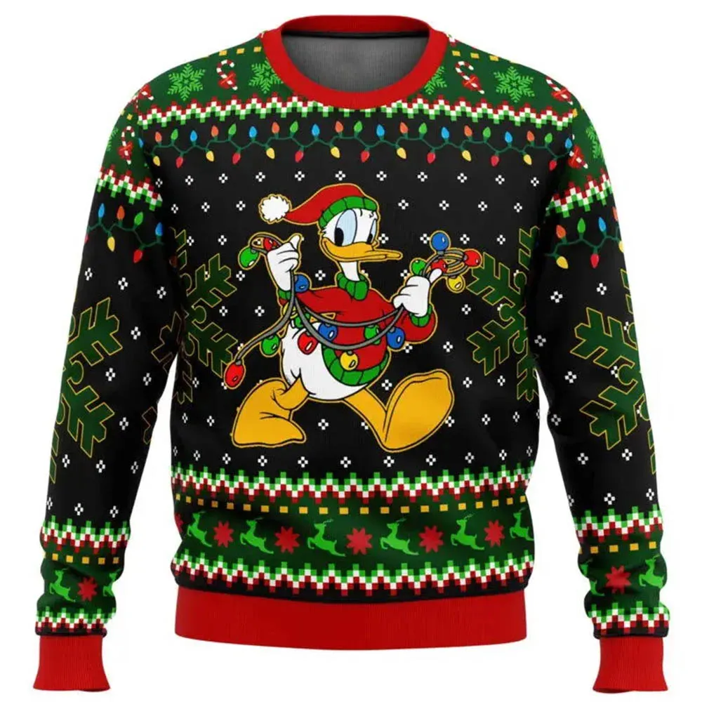 Donald Duck Noel Kafa Çirkin Noel Kazak 2025, Moda Kadın Erkek Kazak Karikatür Anime Çift Hoodie Kazak Tops