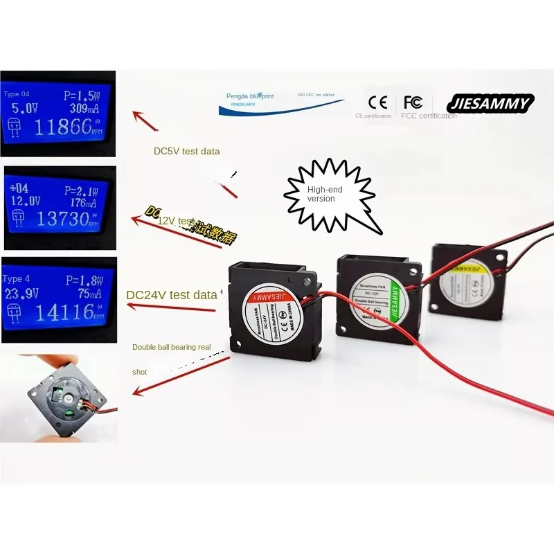 pa JIESAMMY عالية السرعة 3010 Turboblower المزدوج كروي 24 فولت 12 فولت 5 فولت صغير 3 سنتيمتر Fan30*30*10 مللي متر #1