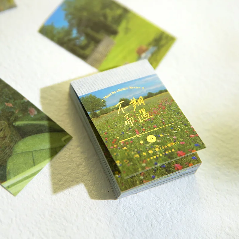 50pcs/pack Accidentally Encounter Series Beanbook Stickers Hand Account Materials Creative Scenery Mini Stickers