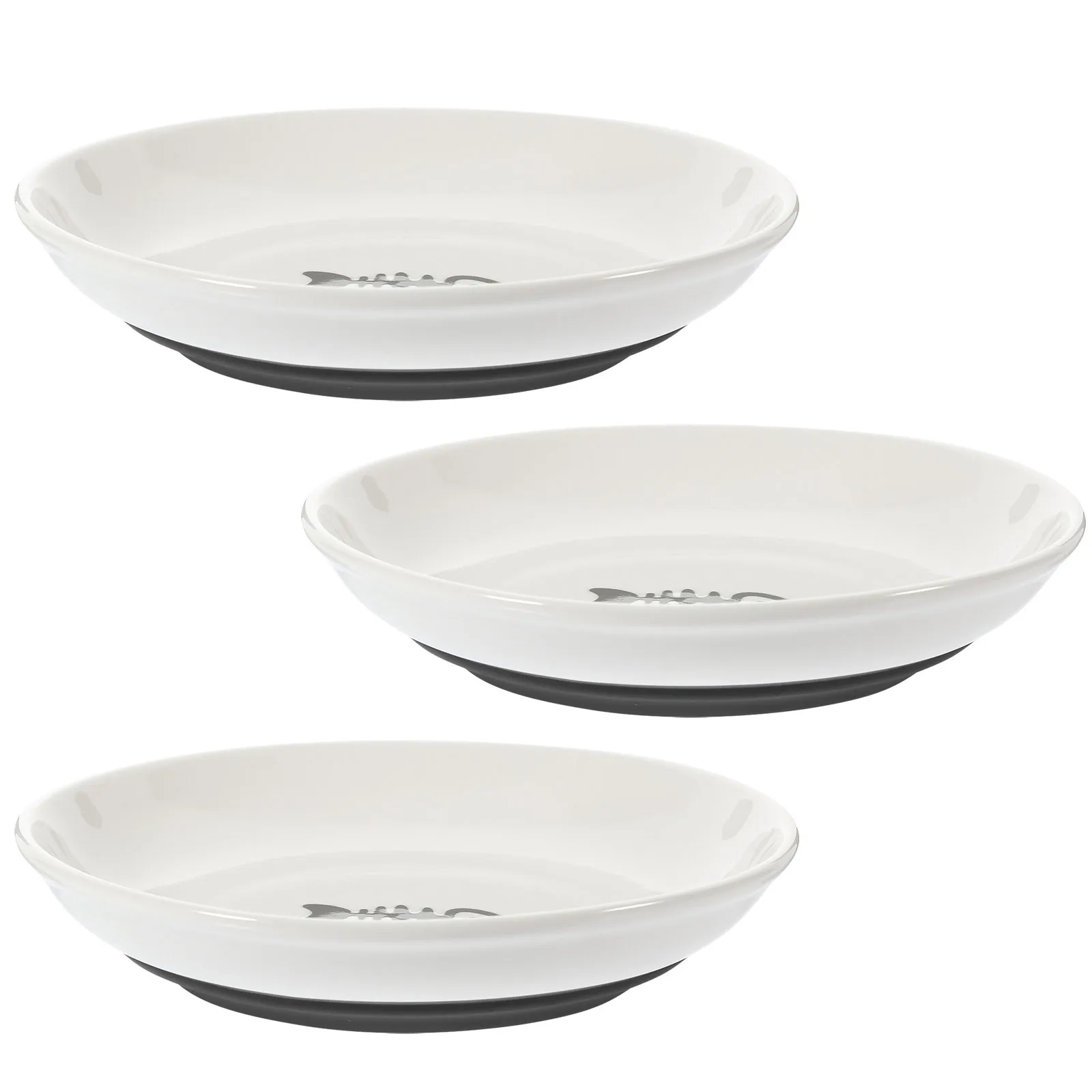 

3Pcs Cat Bowls Ceramic Shallow Wide Nonslip Silicone Bottom Feeding Food Water Dishes Plates Shallow Cat Bowl Pet Food Dish