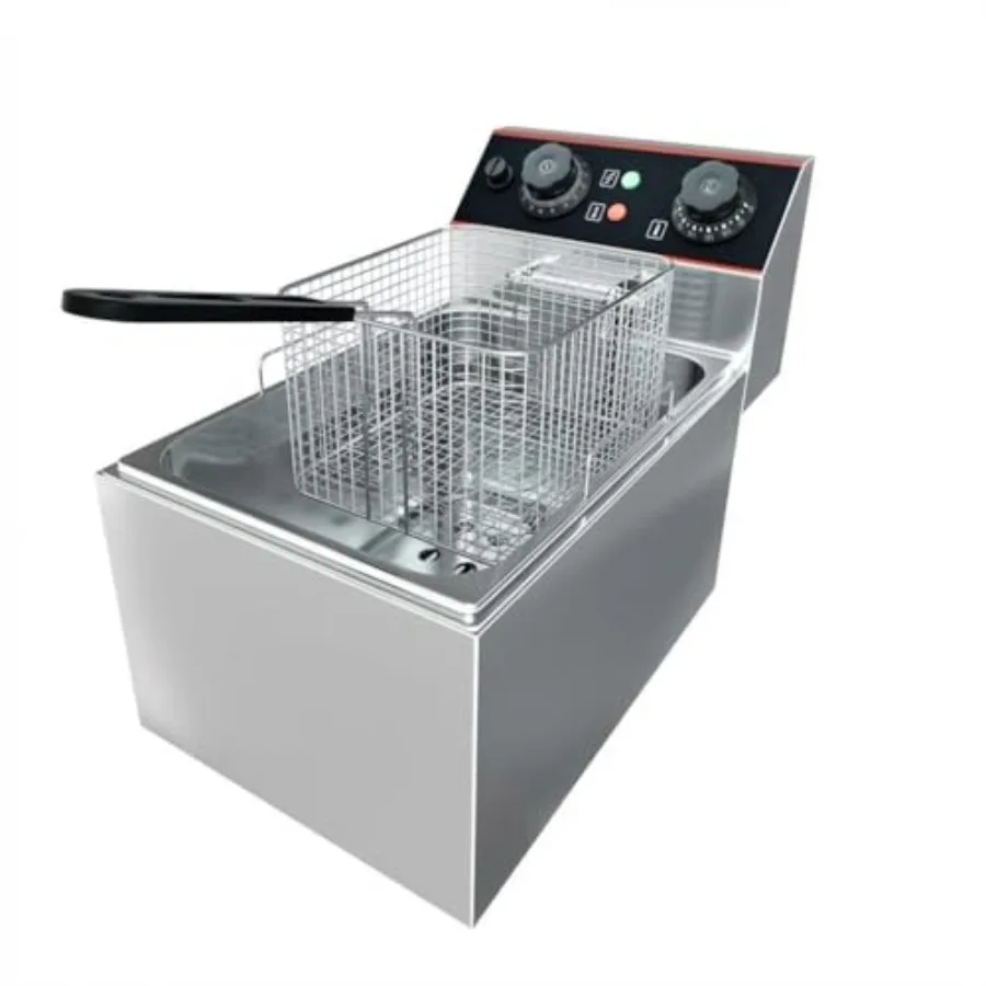 

Commercial Deep Fryer with 8L Stainless Steel Dual Basket Electric Fryer for Restaurant Concession Stand Home Use Adjustable Te