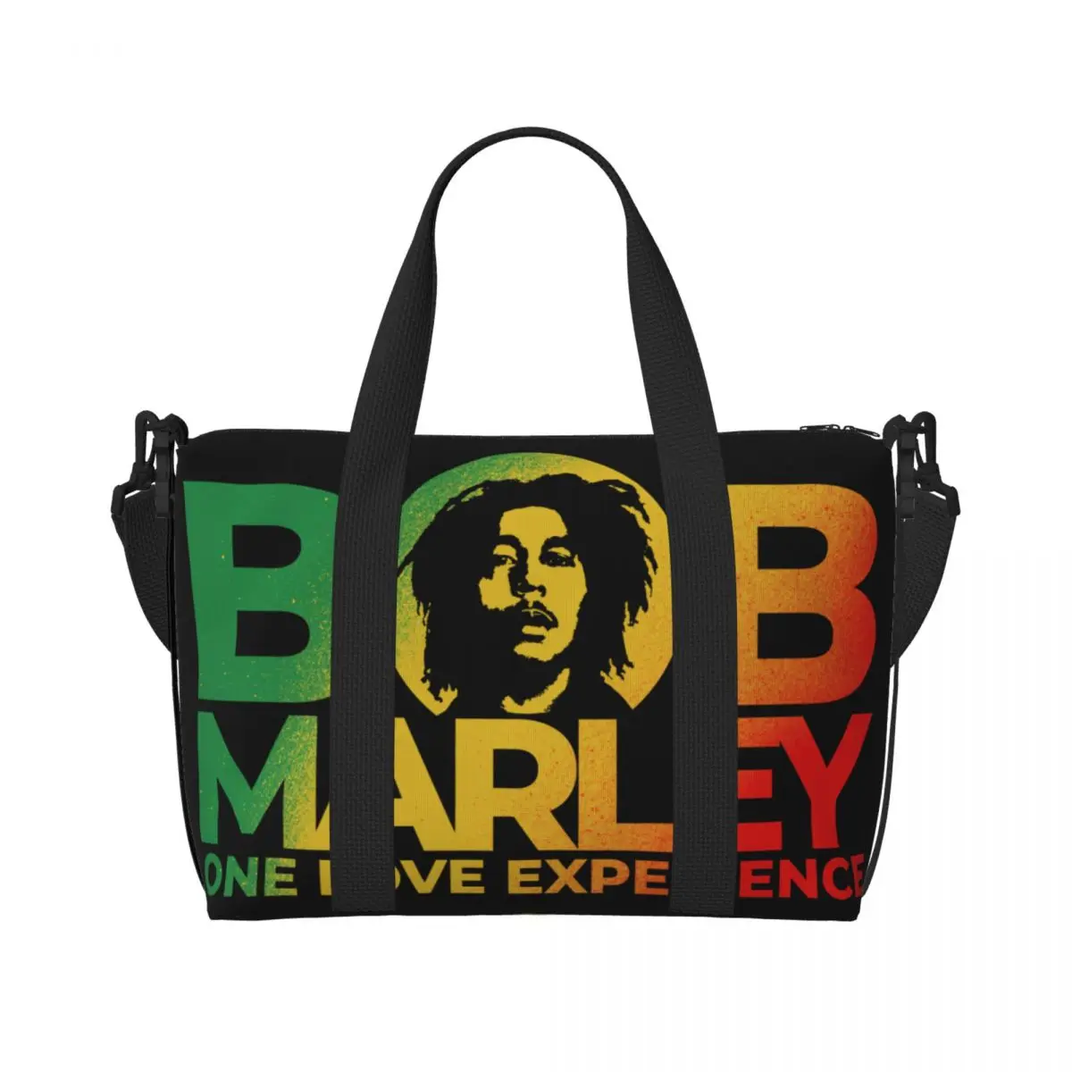 Custom Large Jamaica Singer Reggae Rock Bob Marley Tote Bag Women Shoulder Shopper Gym Beach Travel Bag