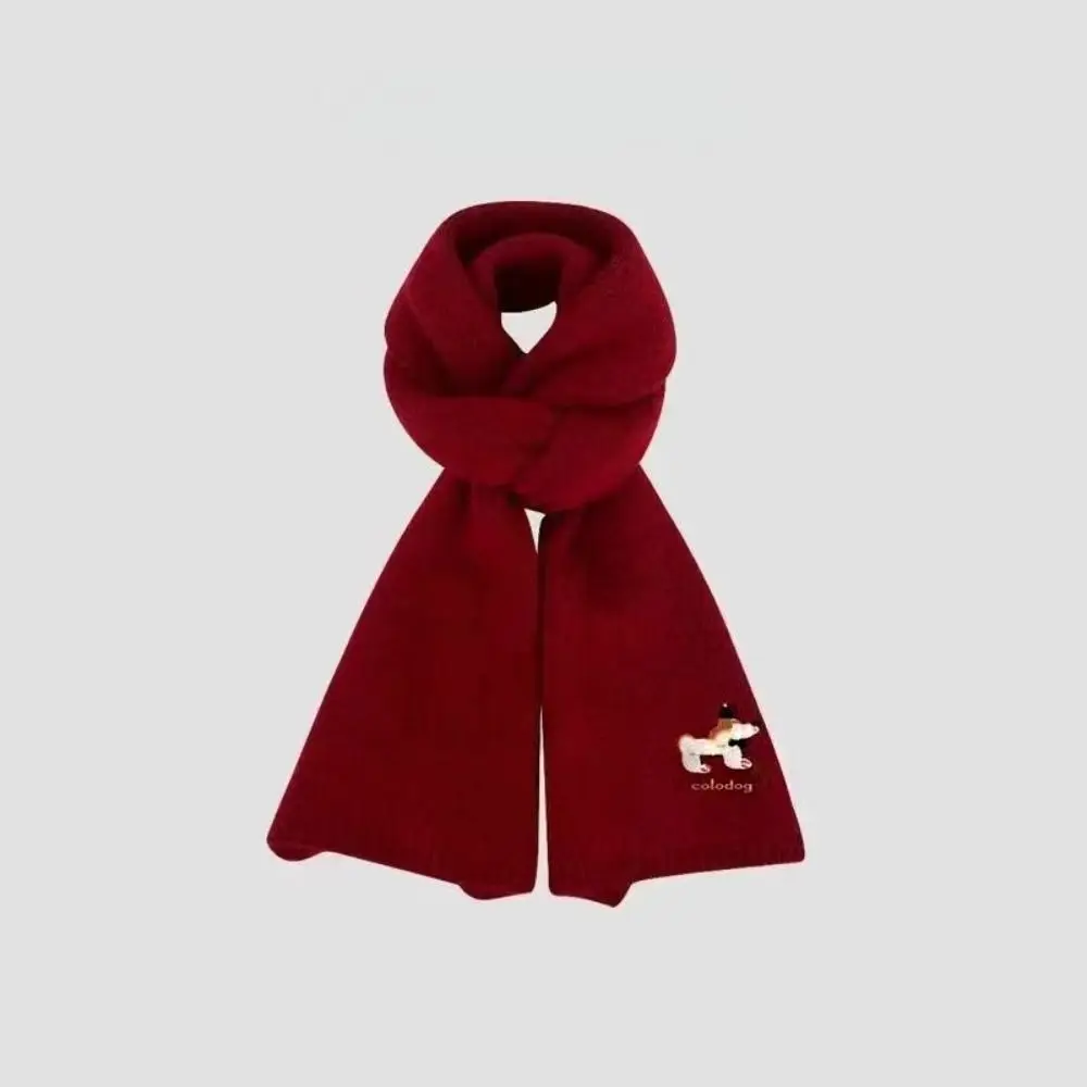 

Элегантный вязаный шарф с таксой, утолщенная шаль с вышивкой собаки, теплые зимние шерстяные шарфы в корейском стиле, студенческие