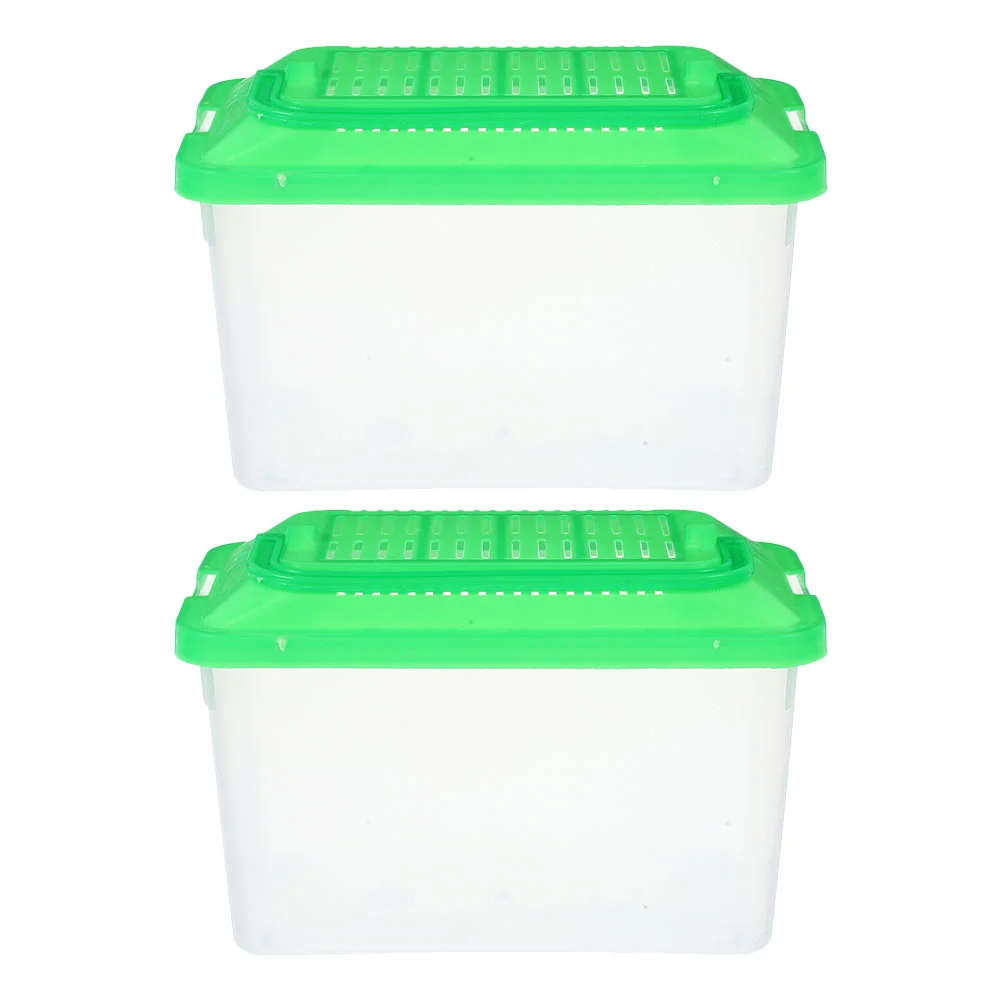 

2 Pcs Portable Fish Tank with Lid Container Critter Carrier Aquarium Glass Betta Hermit Crab Cage
