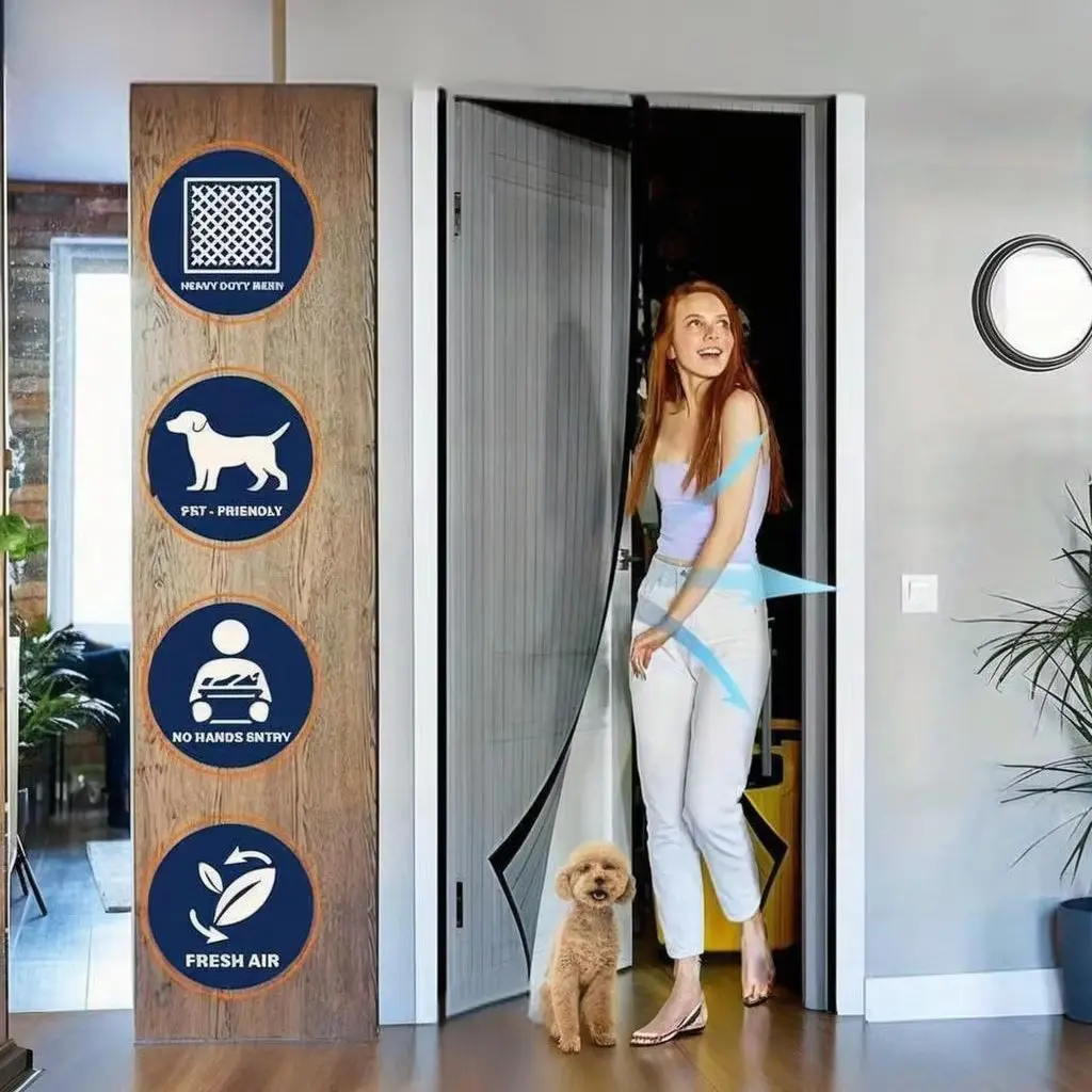Convenient Installation Door Curtain Lightweight Breathable Mosquito Barrier Ideal for Home Comfort And Pest Control
