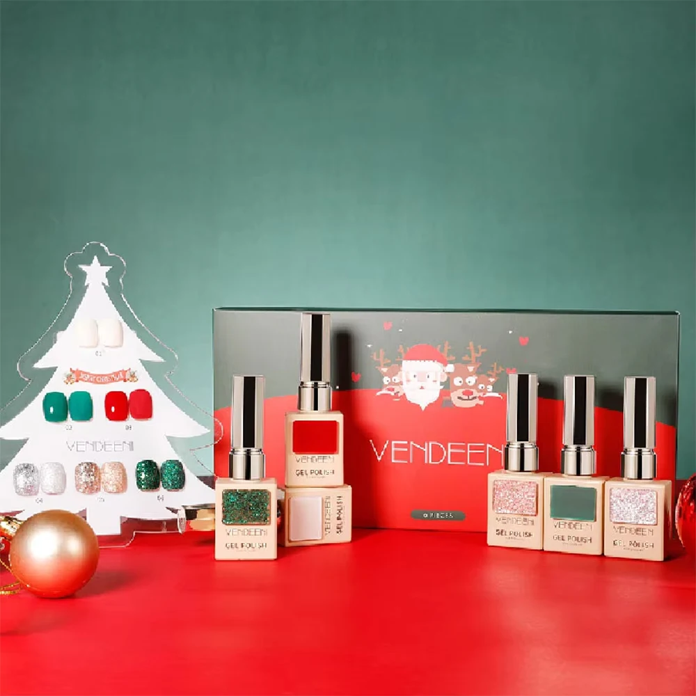 Vendeeni 6 Farben/Set Weihnachts-Gel-Nagellack TPO HEMA-FREI Eisblau Rot Grün UV LED Soak-Off Gel-Lack mit Display – Detail 14