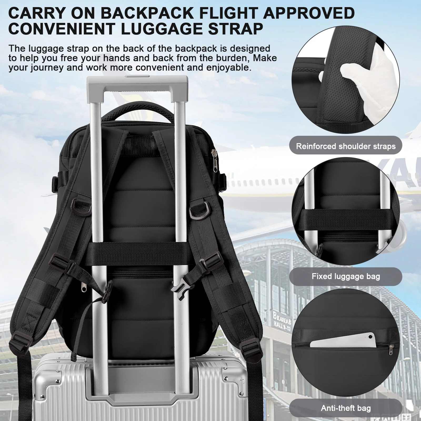 Carry on Backpack Travel Backpack For Men Women Large Capacity Flight Bag Laptop Backpack Ryanair 40x20x25 Cabin Bag Multilayer