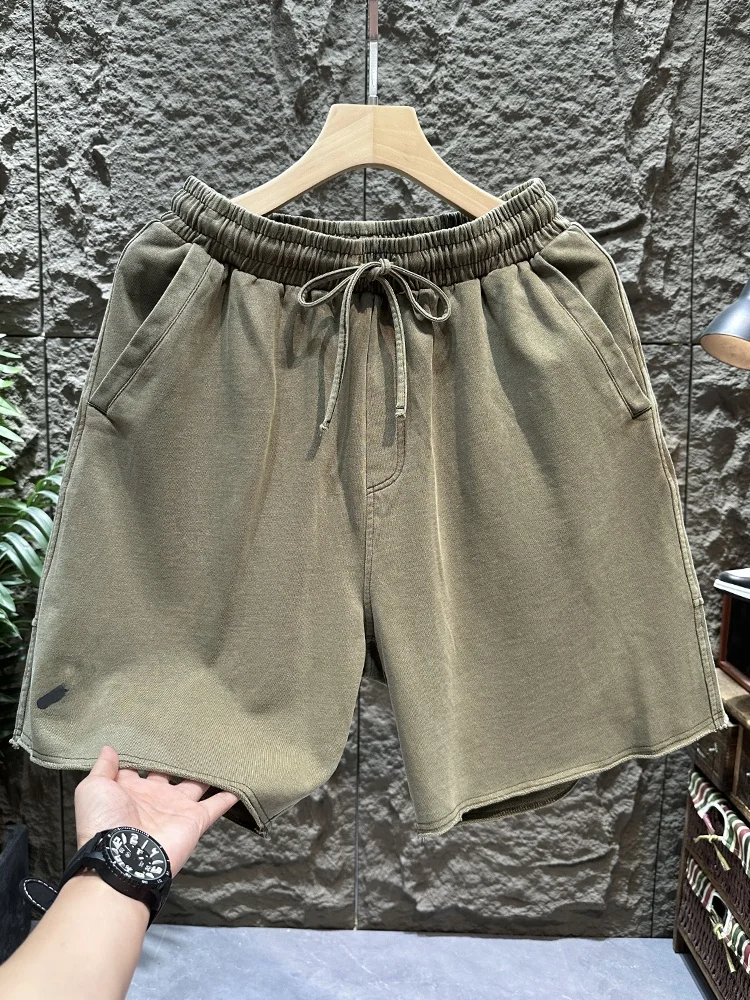 

Тяжелые повседневные мужские летние брюки American Spor с новой талией, свободные тренировочные брюки пять четвертей, модные прямые L...