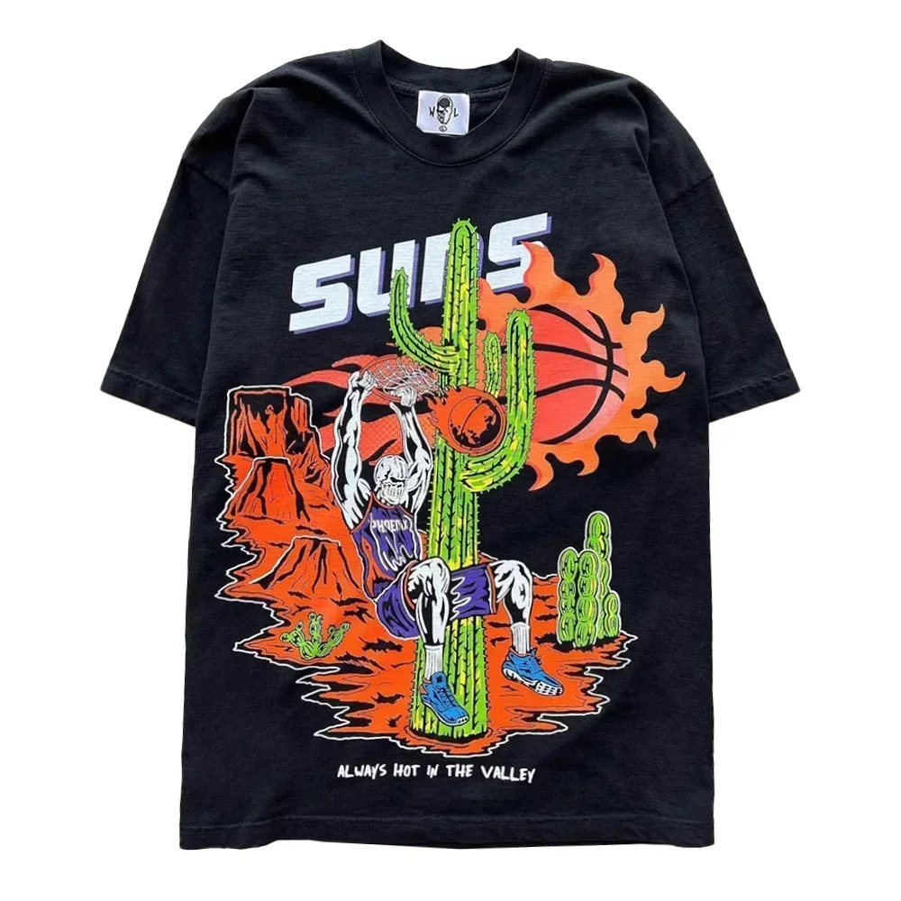 Classic WL Men's T-Shirt Cotton Streetwear Anime Casual Popular Oversize Basketball Games Star Printed Short Sleeve Tops Clothes