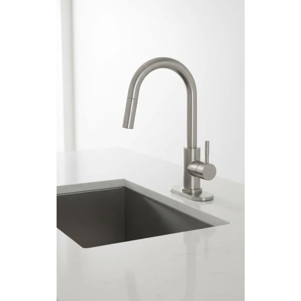 

Stainless Steel Kitchen Sink Faucet with Pull Down Sprayer 2 Modes, High Arch Single Handle for RV Camper Outdoor