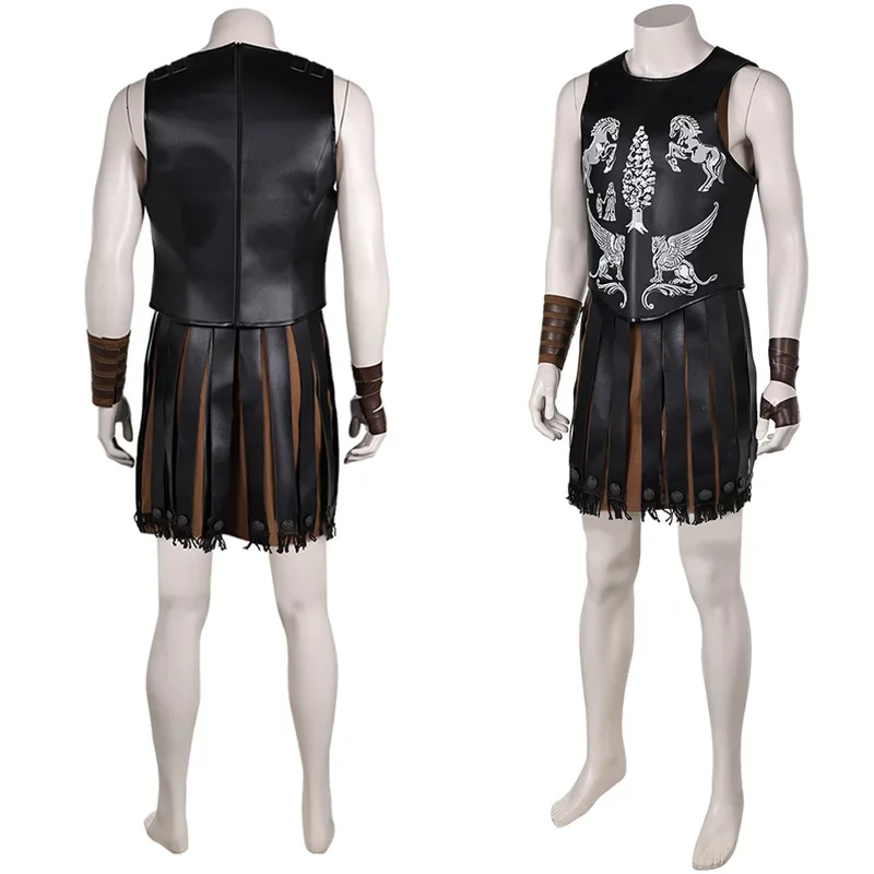 FC62024 Movie Gladiator Costume Disguise Lucius Cosplay Fantasy Black Breastplate Battle Clothing Adult Men Roleplay Outfit@FC8！
