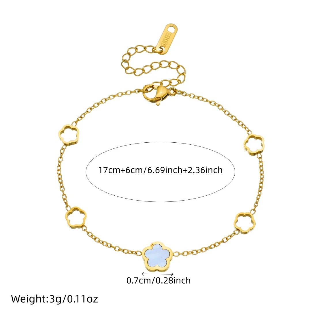 White Shell Inlay Hollow Flower Series Bracelet Women 316L Stainless Steel Classic Non-Fading Party Jewelry Gift