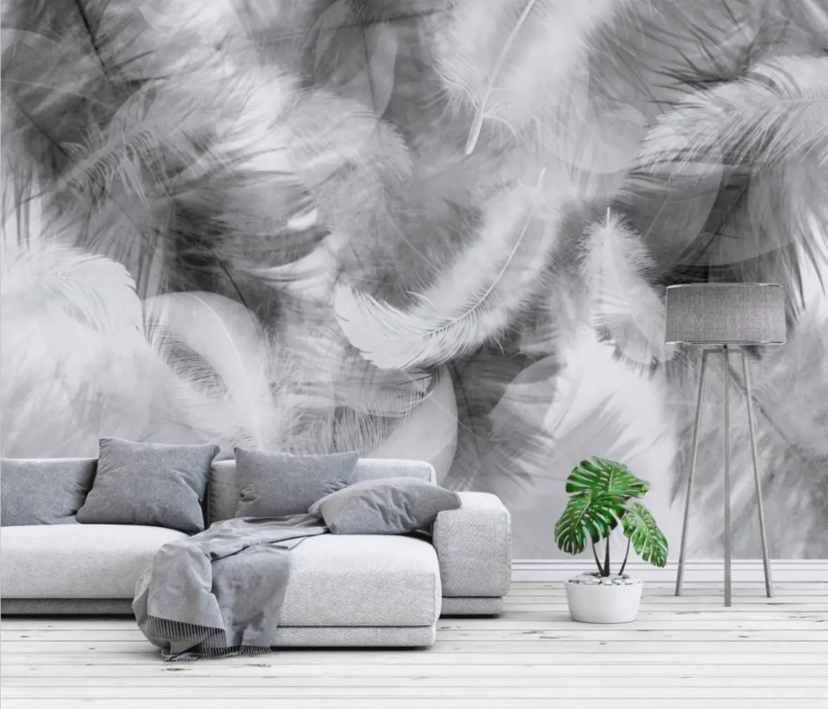 

beibehang custom grey feather Wallpapers for living room Restaurant Cafe Background Wall paper Papel De Parede mural home decor