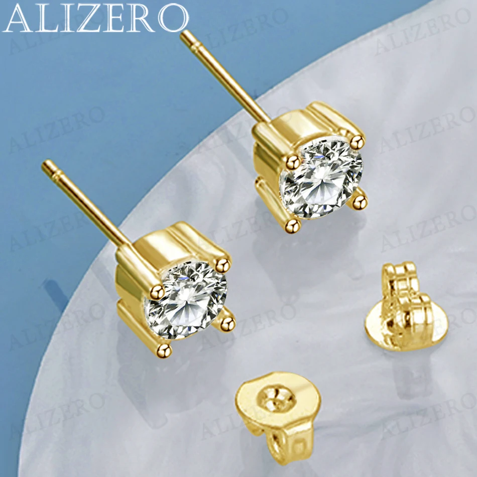 

ALIZERO 18K Gold AAAAA Zircon Stud Earrings For Women Wedding Engagement Party Charms Jewelry Fashion Noble Accessories