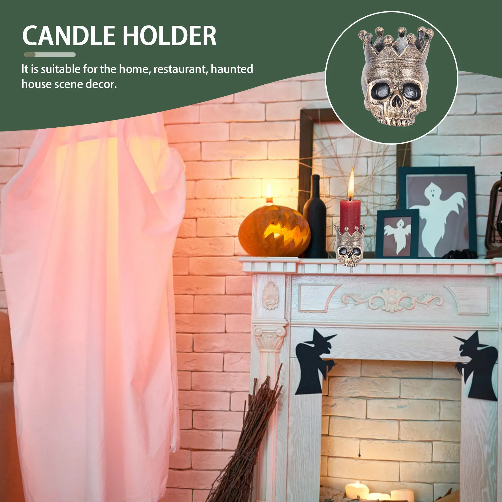 

Decorative Skull Candleholder Halloween Candlestick Decoration Decorations