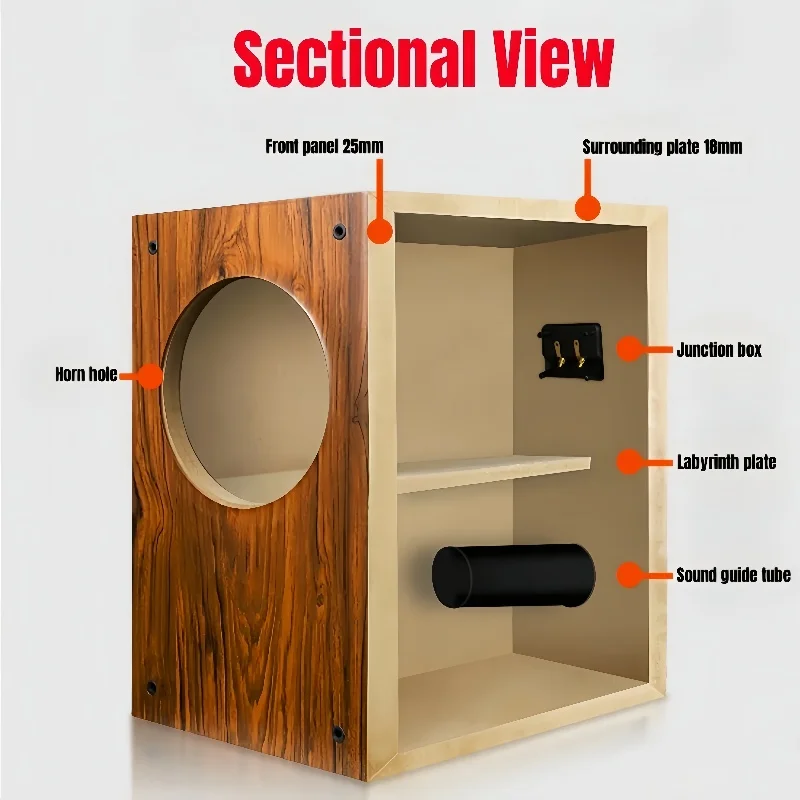 DIY Audio Modification, Q8-8-inch Bookshelf Speaker Empty Box Body, Full Frequency HiFi Passive Wooden Speaker Shell,Speaker Box