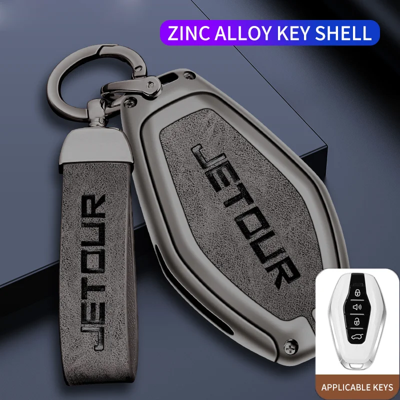 

Zinc Alloy Leather Car Key Case Cover Holder Protector Shell For Chery Jetour X70 X90 X95 Plus 2020 2021 2022 Keychain Accessory