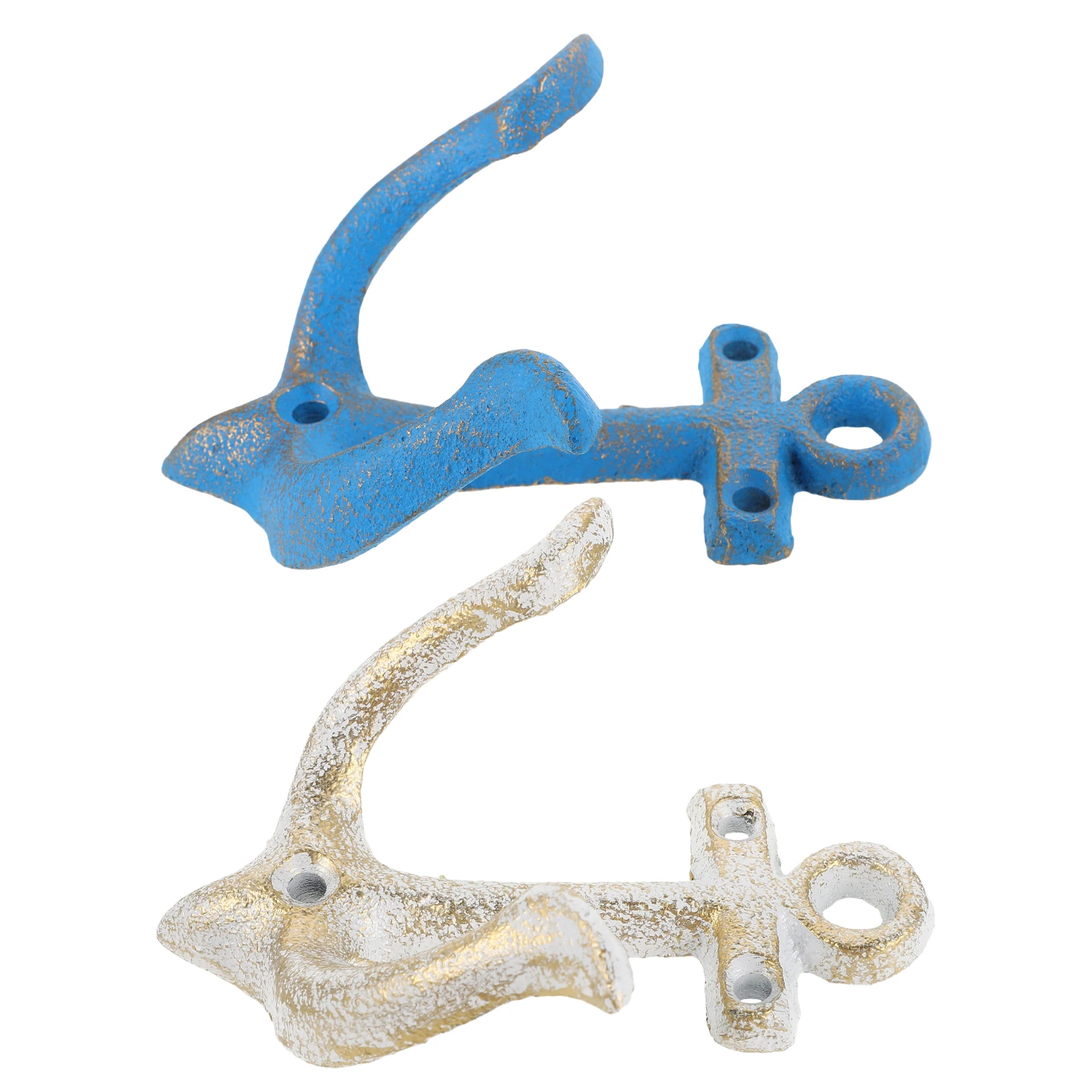 

2pcs Mediterranean Vintage Hooks For Hanging: Rustic Cast Iron Anchor Wall Decor Towel Hook Door Kitchen Bathroom Storage
