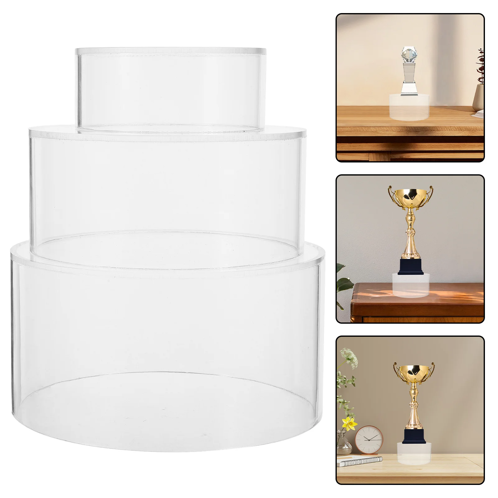 

6pcs Acrylic Display Stands Round Tall Nesting Risers For Cake Food Jewelry Tabletop Shelf Buffet Party Decor Storage Display