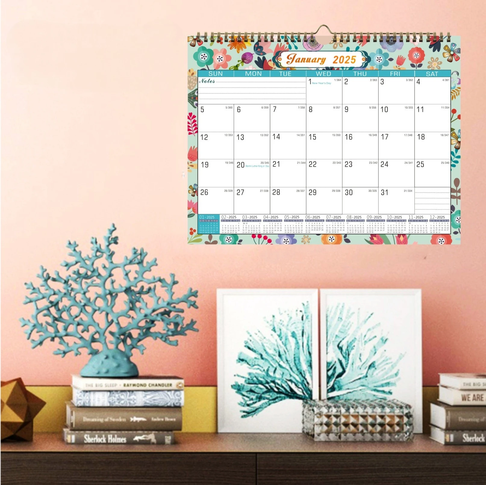 2024-2025 Wall Pendant Wall Calendar, Desk Calendar, 18-Month English Calendar, Home Desk Can Be Placed