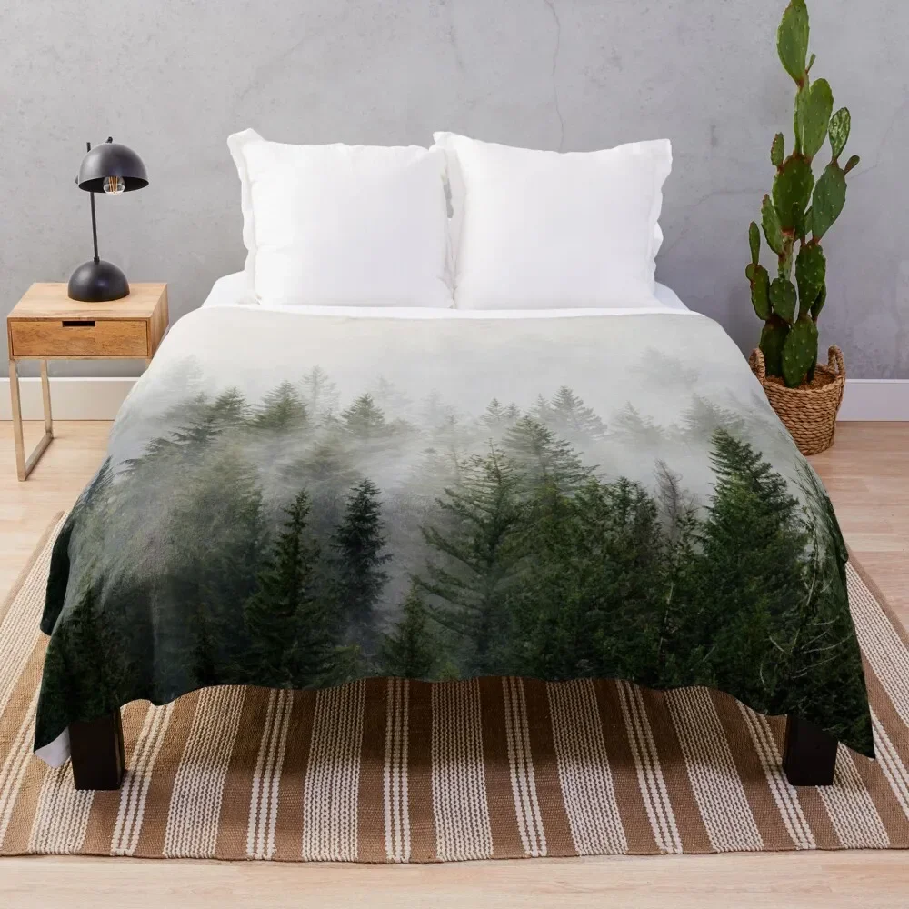 

Misty Forest Throw Blanket heavy to sleep warm winter Polar Blankets