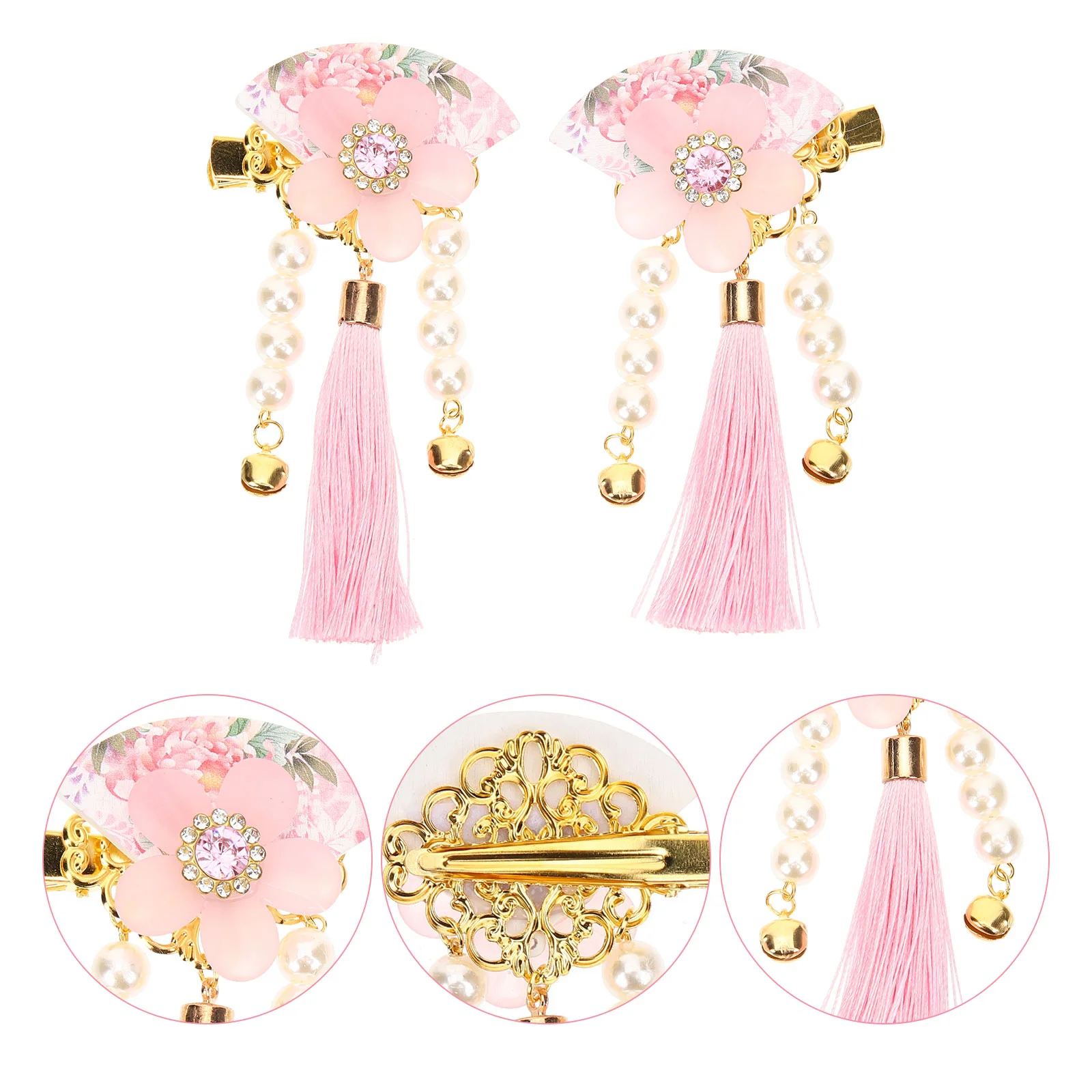 

Japanese Fan Hairpin Clips Women Accessories Style Acrylic Headdress Resin Flower Tassel Hairpins