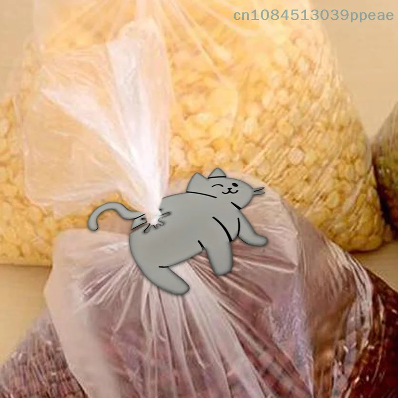 مضحك القط بعقب الخبز كليب ثلاثية الأبعاد حقيبة مطبوعة كليب حقيبة حامل الجدة أداة المطبخ لمحبي القط تخزين المواد الغذائية ديكور المنزل 1/2/3 قطعة