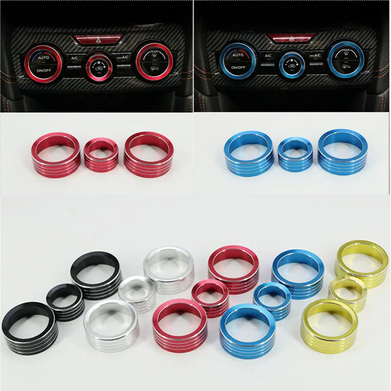 3Pcs/Set Car styling Air Conditioning Vol adjustment Knob Ring For Subaru XV Forester SK Outback Legacy Impreza auto accessories