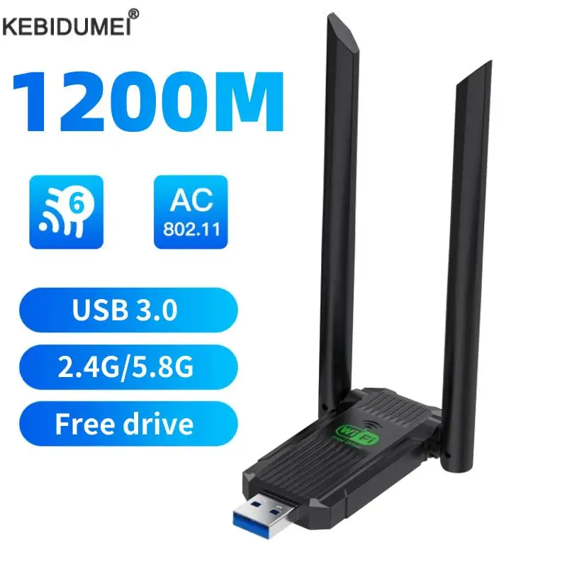 

1200Mbps USB WiFi Adapter Dual Band 2.4GHz 5GHz Wi-Fi Dongle 802.11AC USB3.0 High-Speed Wireless Card Receiver for PC/Laptop