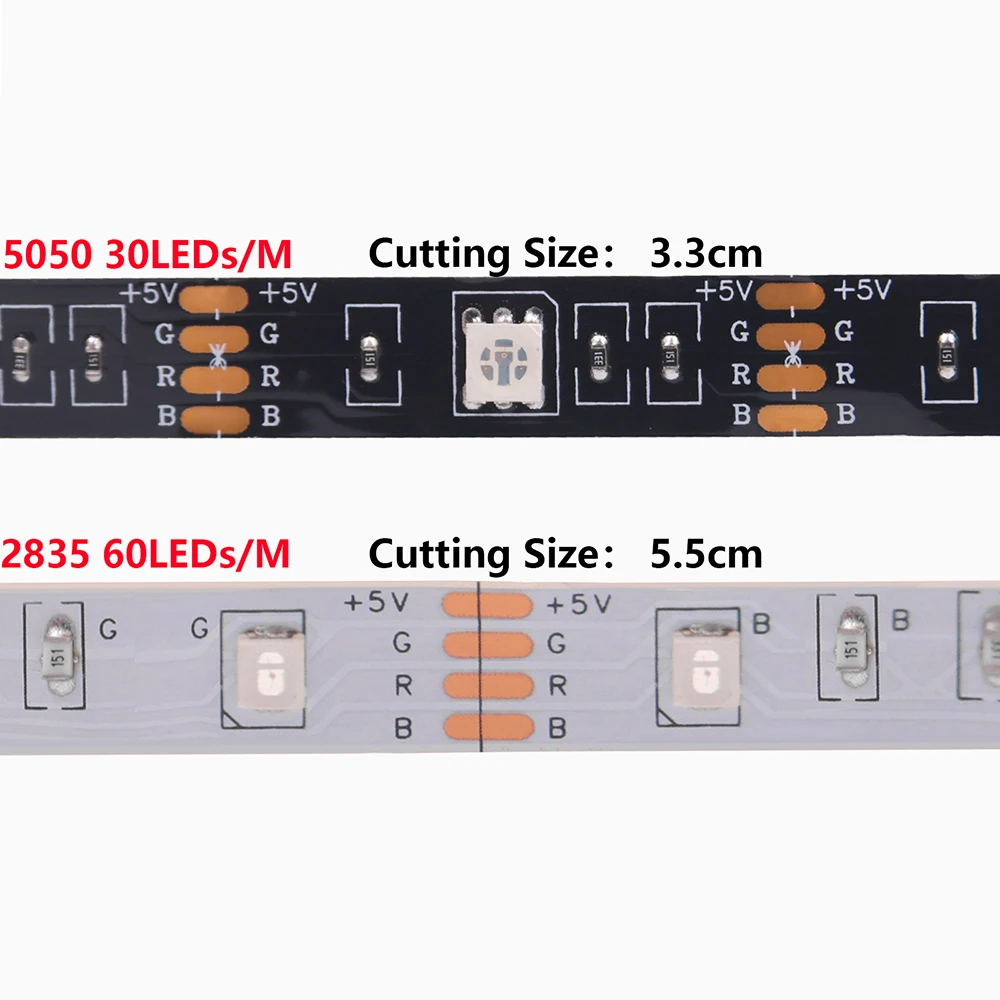 DC 5V 5050 RGB Strip LED Light Battery Powed Waterproof Ribbon Tape Stable Led Strips Indoor Outdoor Decoration Remote Control