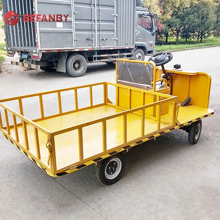 Customized Hand Push Lifting Four-wheels Electric Flatbed Trolley