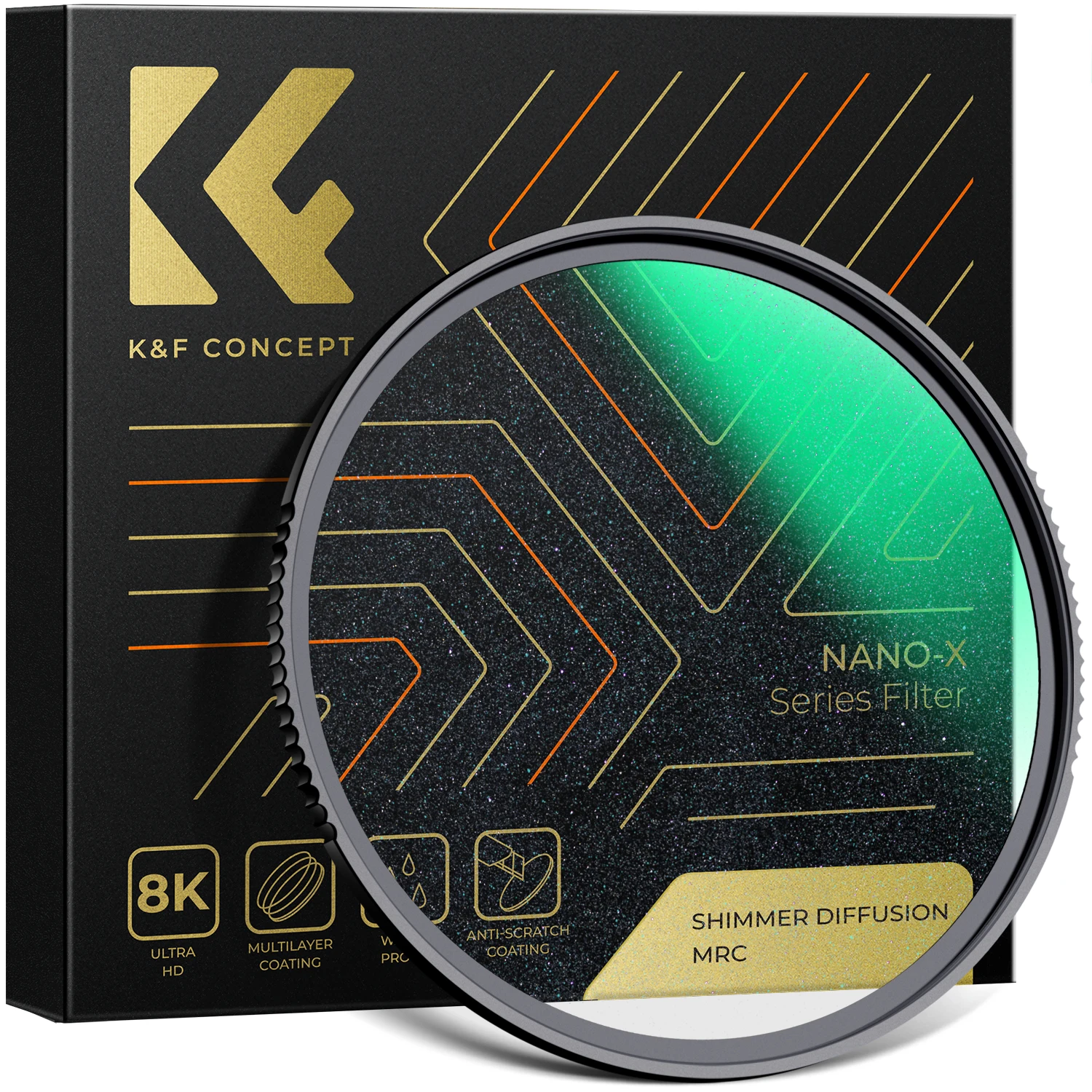 K&F CONCEPT 49-82mm Shimmer Diffusion 1 Nano X Microlight Mirror Glass Filter 28 warstwowy filtr do aparatu 49mm 58mm 62mm 67mm 77mm 82mm