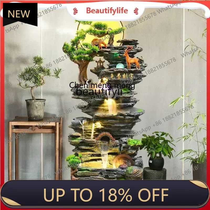 P178  Large floor-to-ceiling rockery flowing water fountain living room office decorated alpine circulating waterscape orname