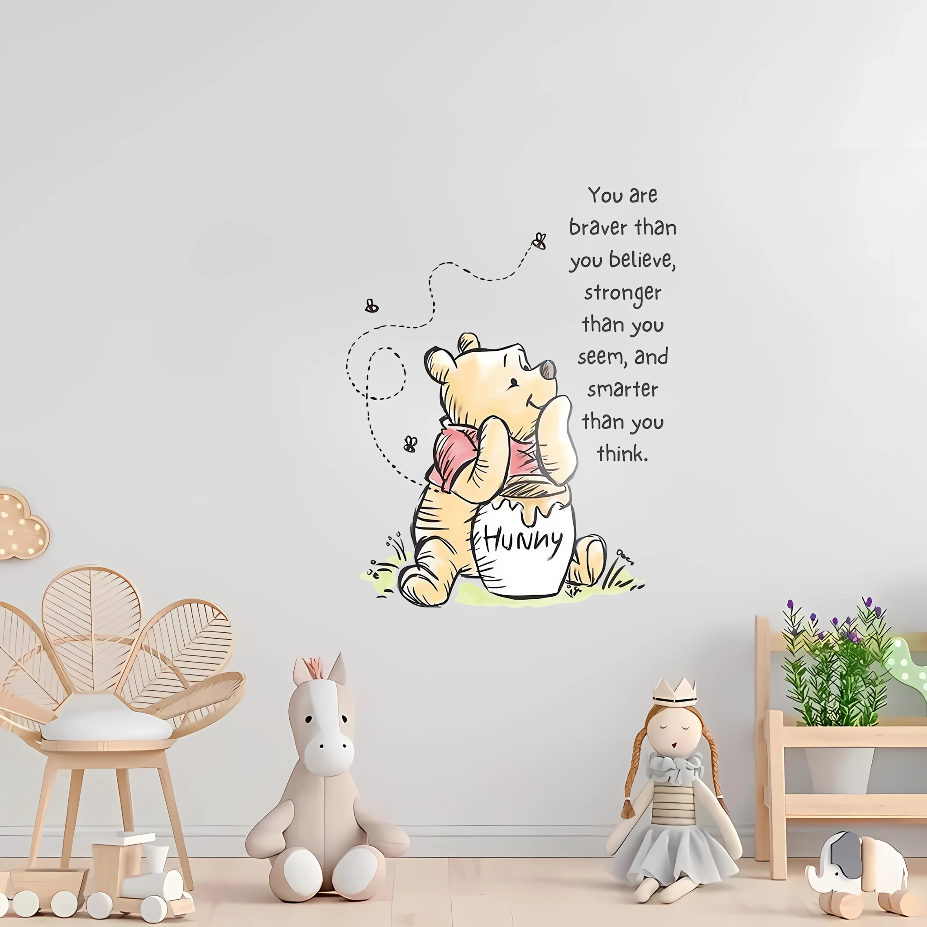 1 Adhesivo de pared de Winnie the Pooh de Disney, decoración de pared y ventana, decoración de pared de habitación, suministros para fiestas temáticas, el mejor regalo para la familia, celebración de inauguración de la casa