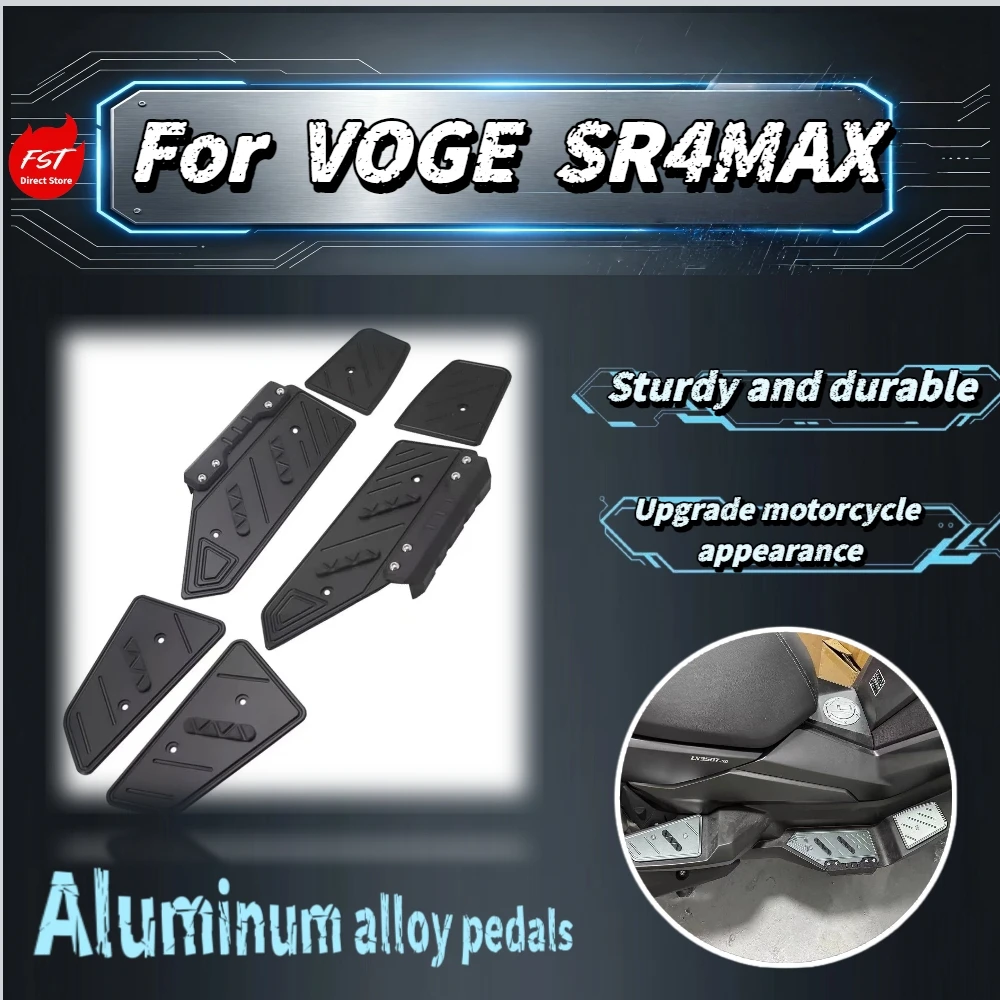 For VOGE SR4 MAX 350 Motorcycle Footrests Set, Thick Aluminum Alloy Footboards, No-drill Non-slip Pedal Kit