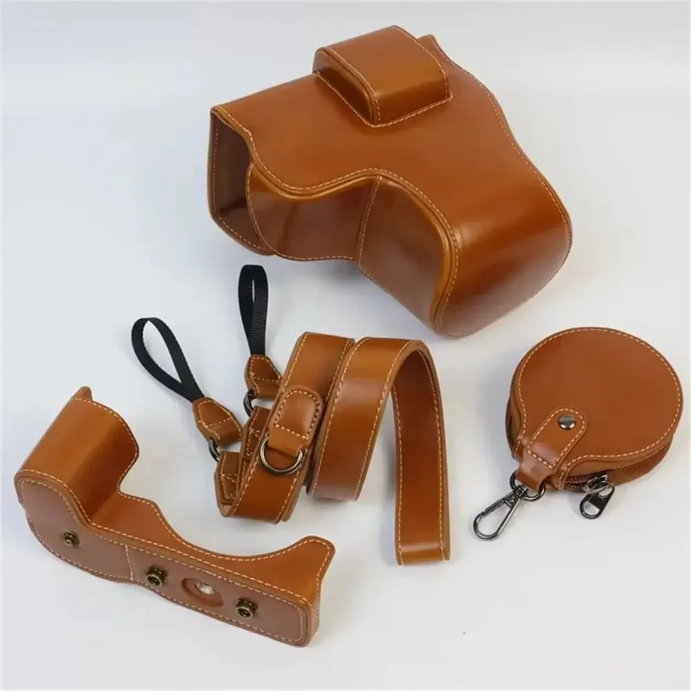 Camera Bag Case For Canon EOS R8 EOSR8 24-50mm Lens Battery Open Full Body Cover With Strap  PU Leather Luxury Version