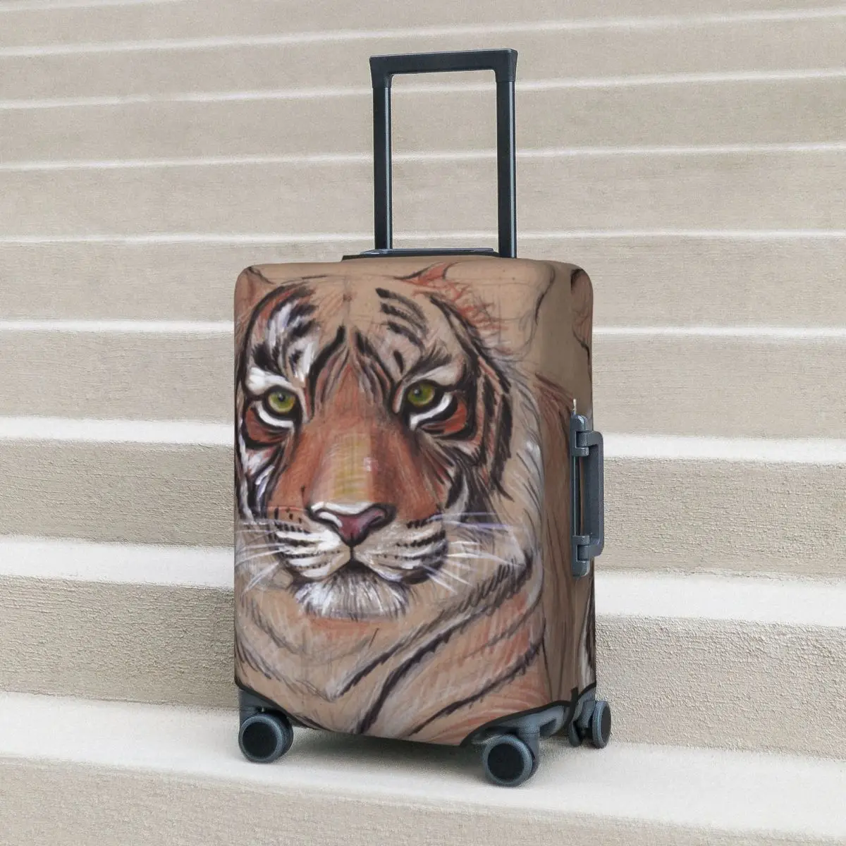 

Tiger Suitcase Cover UNFINISHED BUSINESS Original Tiger Drawing Practical Cruise Trip Protection Luggage Accesories Flight