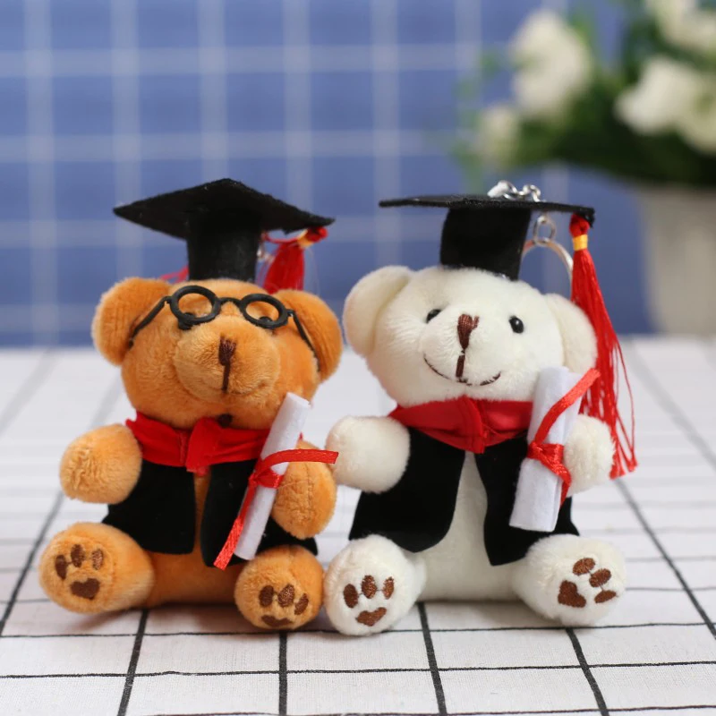 Plush Graduation Commemorative Bear Pendants Stuffed Animal Keychain Keys Backpack Charms Cartoon Holder Ornament