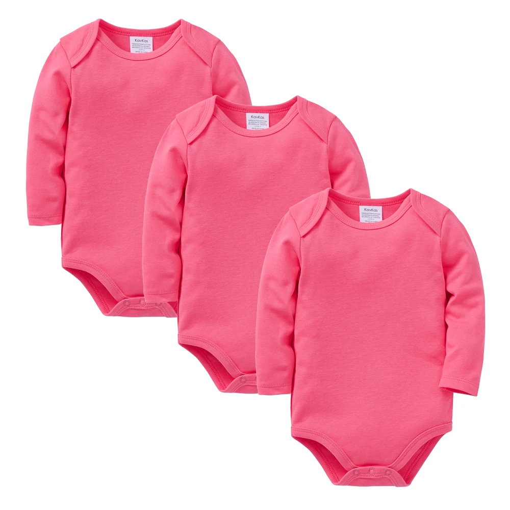 2026 3 Pcs/lot Newborn Baby Clothes 0-3 Months Long Sleeve Solid Design Spring Autumn Girls Boys Bodysuit